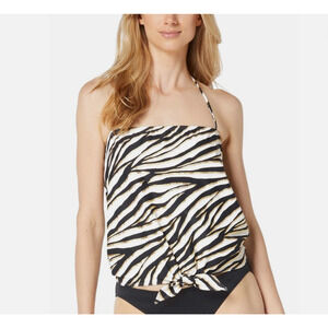Michael Kors Women's Zebra-Print Tankini Top zebra print multicolor Size L 15103